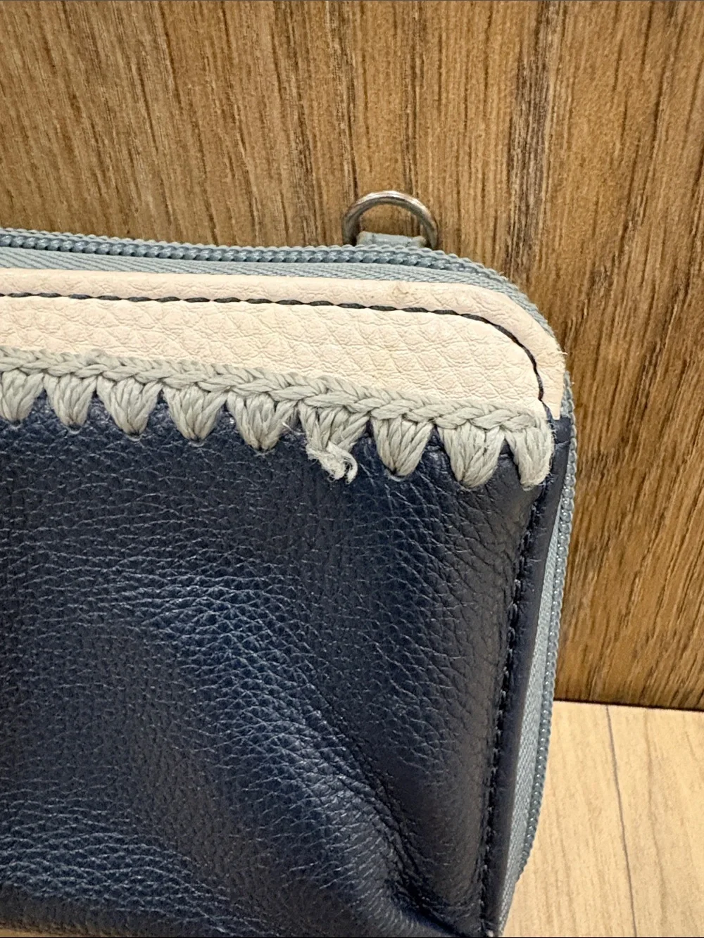 The Sak Iris Smartphone Wallet Navy Dusty Blue Leather Phone Wristlet
